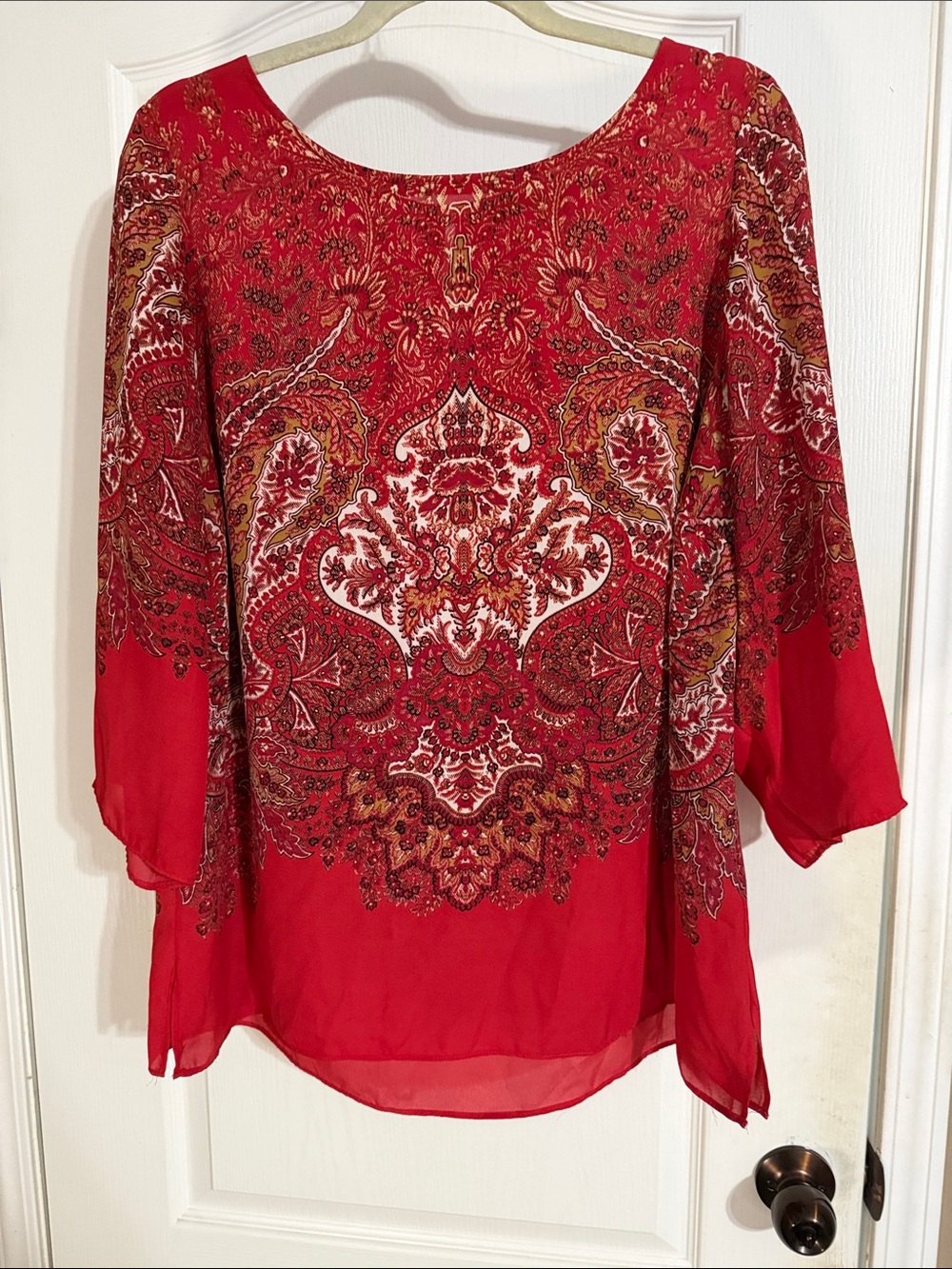 Rose & Olive Red Paisley Tunic Blouse